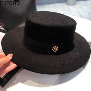 Stingy Brim Hats Fedora para mujer Flat Top Fashion Elegant Bowler Dress Caps Panama Church Wedding Ribbon Band Hombres Felt Jazz 230325
