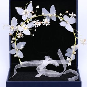 Sombreros de ala tacaña flor mariposa accesorios para el cabello boda corona nupcial tocado jo 230314