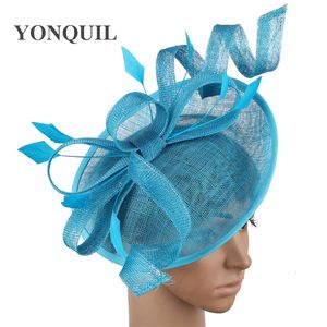 Stingy Brim Hats Formal Women Wedding Chuch Hat Bride Mariage Chapeau Ladies Party Ocasión Derby Fascinator Sinamay Hat con diadema Accesorio 230306