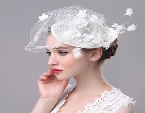Sombreros de ala tacaña Sombreros de ala de encaje hechos a mano Hilo de malla Sombrero Mujeres Royal Ascot Día de las damas Británico Elegante Gorra Banquete de boda Fascinator H6523006