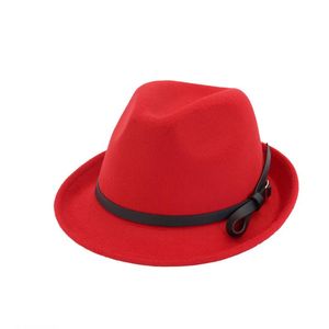 Stingy Brim Chapeaux Unisexe Hommes Femmes Fedora Chapeau Avec Ceinture En Cuir Adulte Laine Panama Jazz