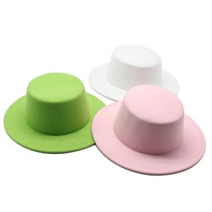 Chapeaux à bord avare femmes laine feutre blanc large Fedoras pour la fête de mariage église porc tarte Fedora chapeau disquette Derby Triby Base 220517