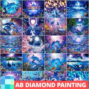 Stitch AB Forets New Diamond Painting Dolphin Mosaic Art Kits Cross Crost Stitch Diamond Broidery Animal Sea Perles Picture Handmade
