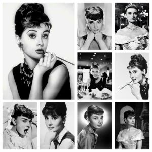 Stitch Diy Audrey Hepburn Black and White Painting Diamond brodery Kits Famous Actor Star Art Picture Cross Crost Stitch Mosaic Home Decor