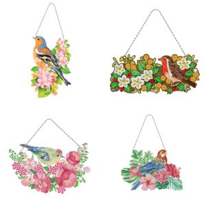 Stitch DIY Diamond Painting Couronne suspendue Pendre des oiseaux de fleur de diamant broderie en mosaïque artisanat Kits Home Wall Decor Gift Handmade