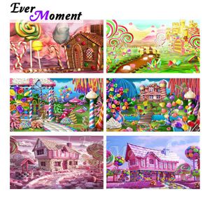Stitch Ever Moment Diamond Painting Pink House Candy Lollipop Full Square Round Drill Mosaic Image de la broderie en strass ASF1869