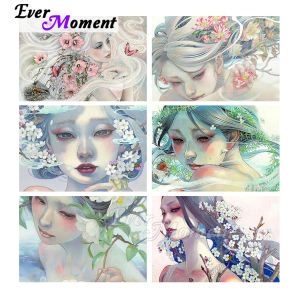 Stitch Ever Moment Diamond Painting Portrait Fleur Full Square Resin Drill Force Diamond Broderie Handmade Bedroom Wall Decoration ASF2111