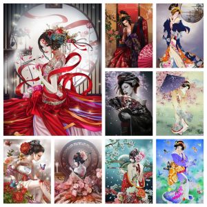 Kit de pintura artística de Geisha con diamantes de imitación, kimono japonés para mujer, bordado de punto de cruz, imagen, cuentas de mosaico, decoración para sala de estar