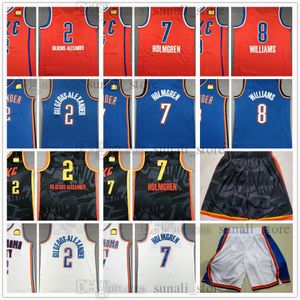 Cosido 2 Shai Gilgeous-A l e x a n d e r Camisetas de baloncesto 7 Chet Holmgren 8 Jalen Williams Hombres Pantalones cortos juveniles Pantalones deportivos Todo bordado Envío rápido