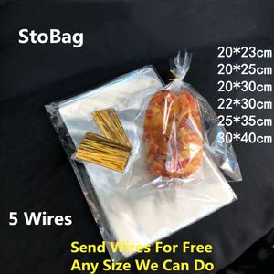 Stobag 100pcs transparente plano abierta opp opp plástico bolsas de plástico transparente galleta comida frijol jabón empaquetador de jabón de regalo de bricolaje