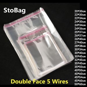 StoBag 100 unids Clear Auto Adhesivo Cello Bolsa de celofán Bolsas de plástico autoselladas Ropa Joyería Embalaje Candy OPP Resellable Y1202