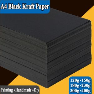 Stock A4 Black Kraft Papier Fabriqué à la main Papier de carte de bricolage Papier de crafeur épais PORFET PULTIPURSE GRAFFITIS GRAFFITI 20 50 FILS PACK