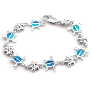 Bracelet en opale bleue, Animal de mer, tortue mignonne, bijoux en opale pour femmes, Stock