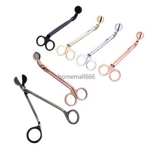 Stock Candle Wick Trimmer Acero inoxidable Vela tijeras recortar mecha Cutter Snuffer Cabeza redonda 18 cm Negro Rosa Oro Plata Rojo Bronce AA