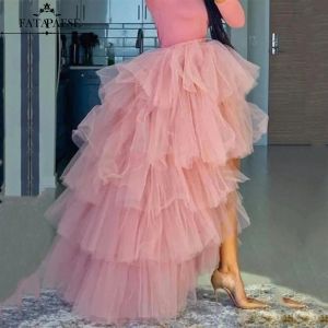 Stock High Low Tulle Multi-Skirt Iered Ruffles Asymmetrical Prom Skirt Punk Tulle Gown Under Petticoat Casual Party Outfit CPA3277