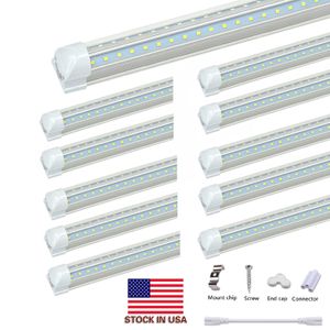 Stock dans les tubes LED intégrés en forme de US-V Light 4ft 5ft 6ft 8ft Tube LED T8 72W 100W Ampoules double face Shop Light Cooler Door Lighting