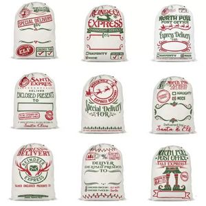 Stock Santa Sack Sacs Décoration De Noël Lin Cordon Tissu Sac Pochette Cadeau 12 styles DHL Gratuite i0704