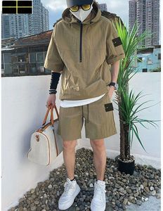 chaqueta de piedra diseñador chaquetas de bolsillo insignia de manga corta camisa chaqueta informal
