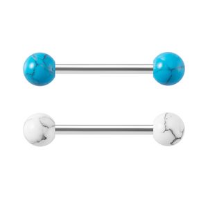 Piercing para lengua de piedra, barra para pezón, cartílago de la oreja, barra para trago, acero inoxidable, regalo de joyería para el cuerpo para hombres y mujeres