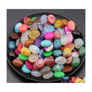 Pierre En Gros 15X20Mm Ovale Rayé Agate Sculpture Cabochon Cristal Naturel Polissage Gem Guérison Bijoux Diy Acc Drop Delivery Dhlfz