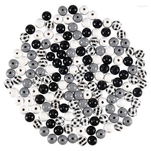 Sacs de rangement 160pcs Craft Wood Rounds Perles Plaid Summer Christmas Perle Naturel Farmhouse (Black White Plaid)