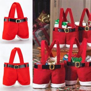 Bolsas de almacenamiento, 1 pieza, regalo de Feliz Navidad, soporte para botella de vino de caramelo, tirantes de Papá Noel, pantalones, decoración bonita