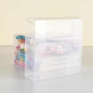Sacs de rangement 1 pièces boîte transparente pour ranger les marqueurs de coloriage enveloppes A2 pinceaux de mélange fournitures d'artisanat en plastique 16x16x5cm