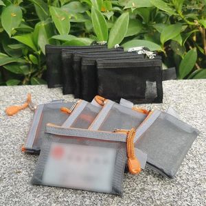 Sacs de rangement 5pcs Mini porte-monnaie transparent en nylon sac en maille cas bus d'affaires carte d'identité organisateur rouge à lèvres écouteur clé
