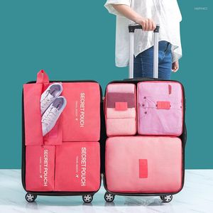 Sacs de rangement 6 pièces sac de voyage ensemble pour vêtements rangé organisateur garde-robe valise pochette étui chaussures emballage Cube