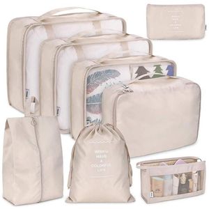 Sacs de rangement 8pcs / set sac organisateur de voyage pour vêtements cosmétiques chaussures pochette de rangement valise emballage cube organisateur de bagages portable278x