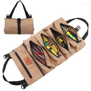 Sacs de rangement Canvas Pack-Roll Pack Sac à outils multi-fonctions Multi-fonctions Hanging Electrican Hardware Kit Tools Tooliser Organisateur