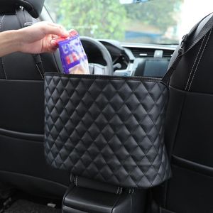 Sacs de rangement, support de sac à main de voiture, organisateur de dossier de siège en cuir de luxe, sac en maille de grande capacité, filet de fente de poche pour produits automobiles