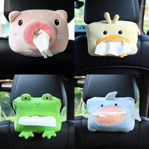 Sacs de rangement Cartoon voiture fermoir boîte à mouchoirs Kawaii cochon chien grenouille sac créatif en peluche porte-papier organisateur