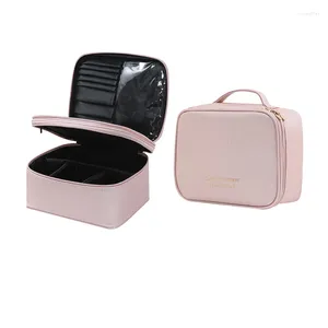 Sacs de rangement Sac cosmétique Travel Makeup Train Train Organisateur portable avec diviseurs réglables bijoux de toilette