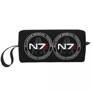 Sacs de rangement Alliance personnalisée Mass Effect N7 Toitrage Sac Femme Video Game Video Makeup Makeup Organisateur Madies Beauty Dopp Kit Kit Box