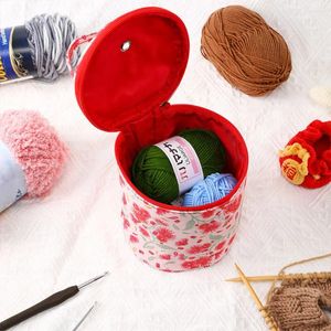 Sacs de rangement Modèle Floral Porte-fils Sac de couture Sac à crochet imperméable Organisateur de fourrette avec bracelet à poignée pour laine et aiguilles