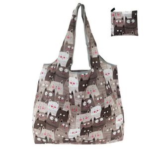 Sacs de rangement Sac de courses pliable Sacs d'épicerie de voyage réutilisables Dessin animé écologique Animal de compagnie Chat Chien Cactus Citron Impression Fourre-tout Designers Sac