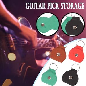 Bolsas de almacenamiento de alta calidad en forma de corazón, soporte para púas de Guitarra, funda para púa de Guitarra de cuero genuino, bolsa, accesorios con forma de llavero