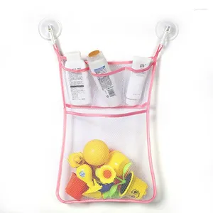 Bolsas de almacenamiento Juguetes para baño para bebés Tontos de succión ordenados Bolsa plegable Baño de cestas Protables Organizador de malla Neta