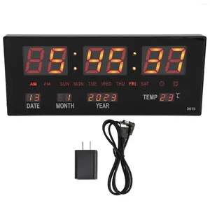 Bolsas de almacenamiento Reloj de pared digital grande LED Rojo Brillo ajustable Calendario Fallo de energía Función de memoria Electrónica