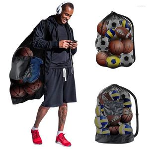 Bolsas de almacenamiento Bolsa de malla grande para almacenar baloncesto fútbol voleibol cordón ajustable bola de hombro equipo de entrenamiento deportivo