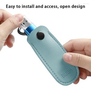 Sacs de rangement boîtier en cuir Pocketable Pocket USB Couvre de protection de la clé USB Couvercle de la couverture de la carte de mémoire anneau Sac à carton étanche