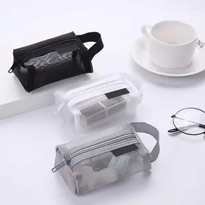Bolsas de almacenamiento Bolsa de malla Cuadrado Pequeño Maquillaje Portátil Lápiz labial tridimensional Clave Transparente Nylon Mini