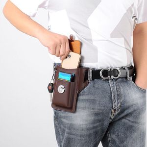 Sacs de rangement sac de taille de téléphone portable étui en cuir pour hommes peut contenir une ceinture de clé suspendue à une cigarette
