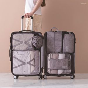 Sacs de rangement Cubes d'emballage Organisateur de voyage Sac sept pièces Sous-vêtements Finition Imperméable Bagages Vêtements Valise