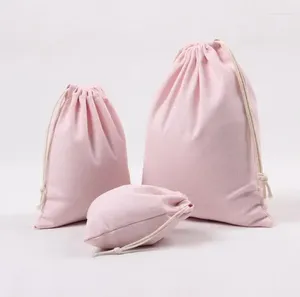 Bolsas de almacenamiento lienzo rosa lienzo con cordón