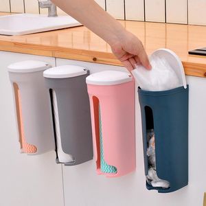 Sacs de rangement Portable sac à ordures en plastique boîte ronde porte-poubelle support tenture murale panier cuisine salle de bain organisateur accessoires