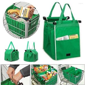 Sacs de rangement réutilisables Supermarket Grocery Shopping Eco Foldable Clip-To-Cart Bag Home
