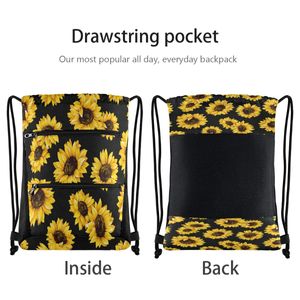 Sacs de rangement tournesol Dstring sac à dos pour fleur jaune sport sac de sport sac à dos femmes hommes grande taille livraison directe Ottgk