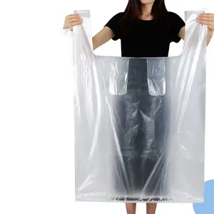 Sacs de rangement transparents de grande taille sac en plastique à main vêtements de maison de courtepointe de la poussière épaissie de bagages en mouvement blanc épaissis